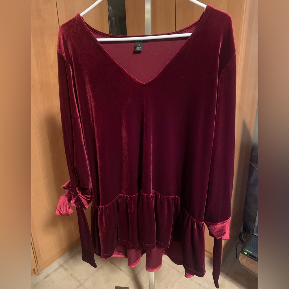 Halogen Deep Red Velvet Tunic